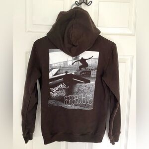 Boys Skater Grunge Hoodie H&M Kangaroo Pocket Pullover SZ 12-14 Youth Kids Brown